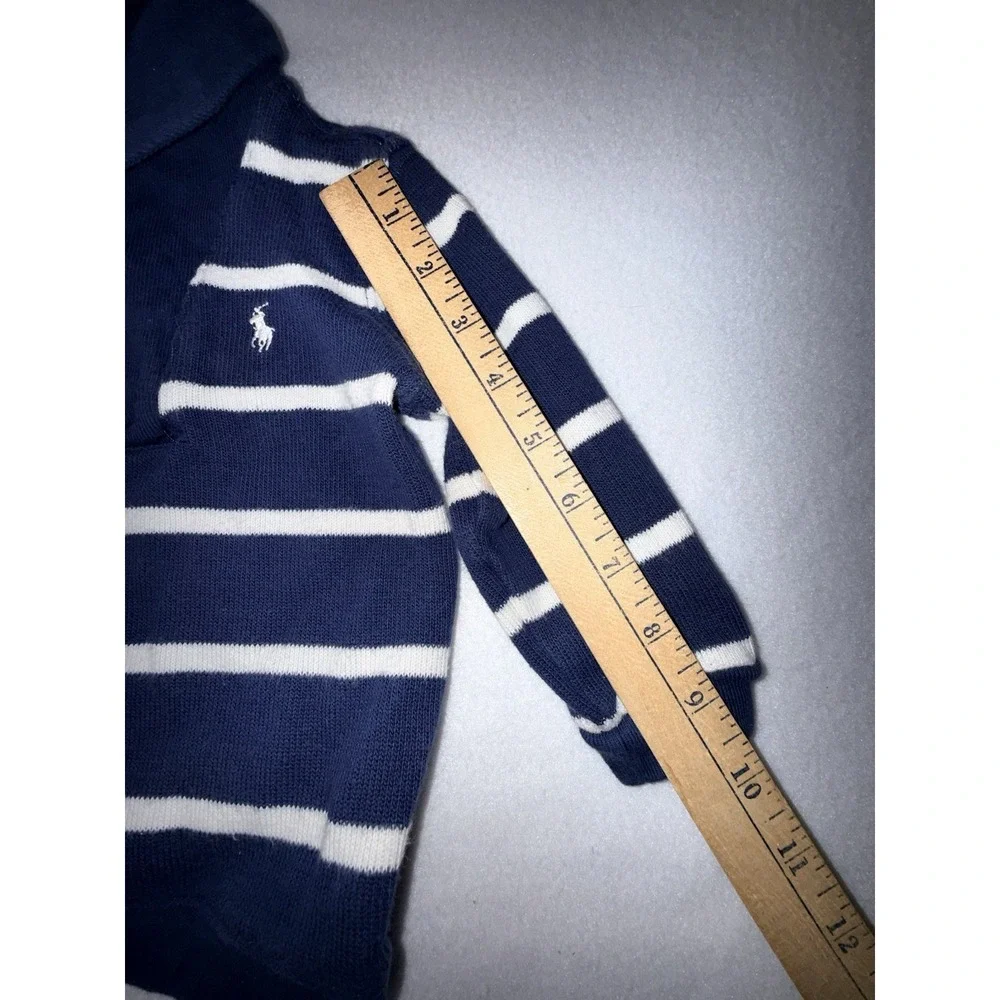 Ralph Lauren Baby Boys Cotton Shawl Collar Sweater Size‎ 18M Blue White Pony